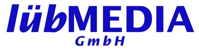 Das Bild zeigt das Logo von lübMEDIA GmbH. Der Schriftzug ist in blauer Farbe gehalten, wobei "lübMEDIA" groß und fett geschrieben ist. Darunter steht "GmbH" in kleinerer Schriftgröße. Der Hintergrund des Logos ist weiß.