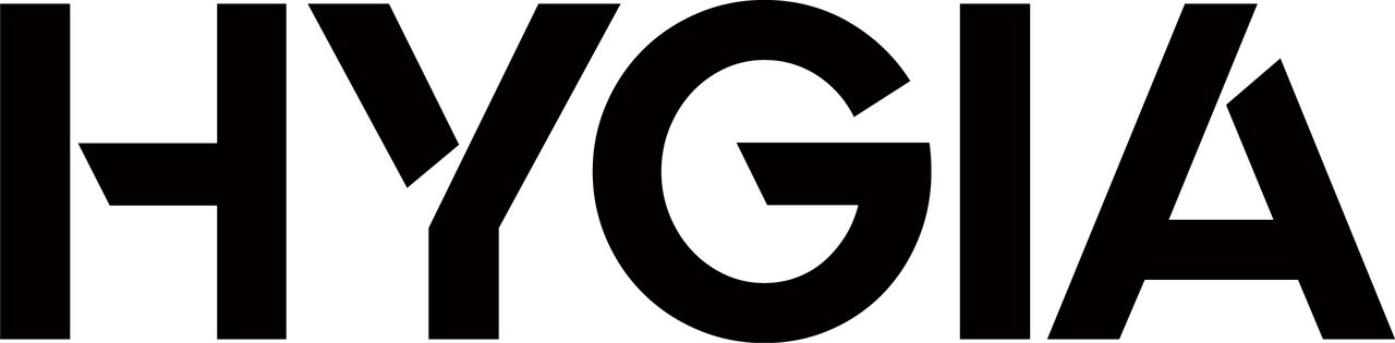 Schwarzer, fettgedruckter Text auf weißem Hintergrund, der das Wort "HYGIA" in Großbuchstaben zeigt.