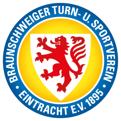 Ein rundes Logo mit einem blauen äußeren Ring, auf dem in weißer Schrift steht: „Braunschweiger Turn- u. Sportverein Eintracht e.V. 1895“. In der Mitte des Logos befindet sich ein gelber Kreis mit einem weißen Wappenschild, auf dem ein roter Löwe abgebildet ist.