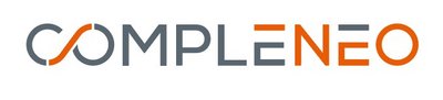 Logo mit dem Wort "COMPLENEO" in modernen, serifenlosen Buchstaben. Die Buchstaben sind in Grau und Orange gehalten, wobei einige Linien in den Buchstaben unterbrochen oder versetzt sind, was dem Schriftzug einen dynamischen Look verleiht.